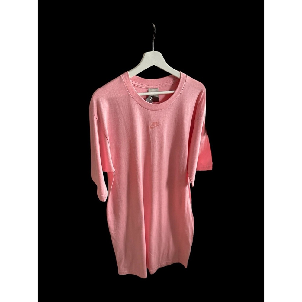 Y2K Nike Women Shirt Dress Oversized Beach Shirt Medium Pink Center Swoosh‎ 90s